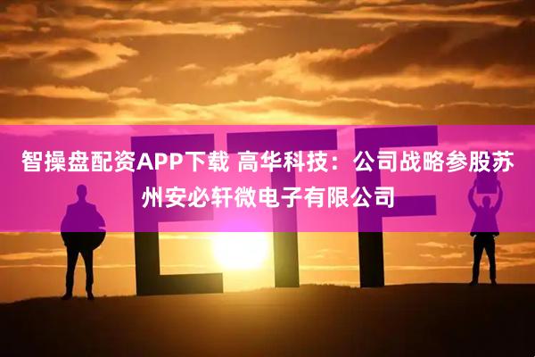 智操盘配资APP下载 高华科技：公司战略参股苏州安必轩微电子有限公司