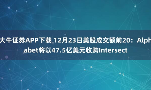 大牛证券APP下载 12月23日美股成交额前20：Alphabet将以47.5亿美元收购Intersect